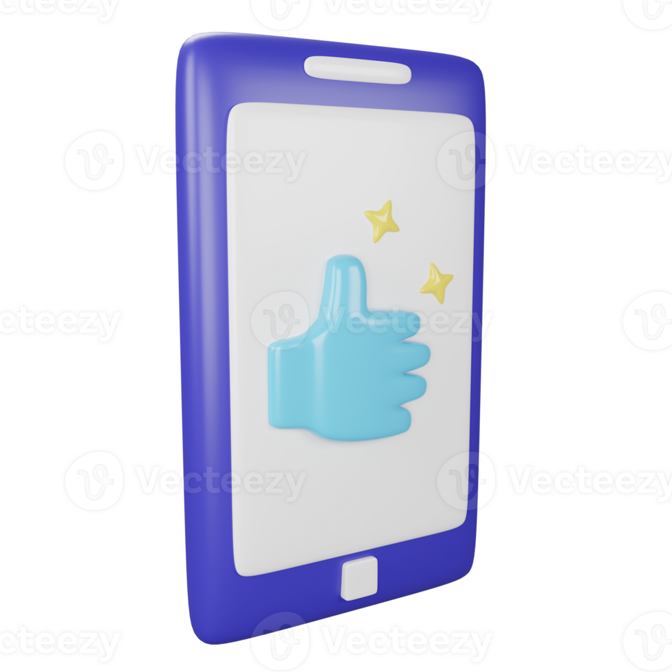 empurrar gostar em a telefone clipart plano Projeto ícone isolado em transparente fundo, 3d render social meios de comunicação conceito png