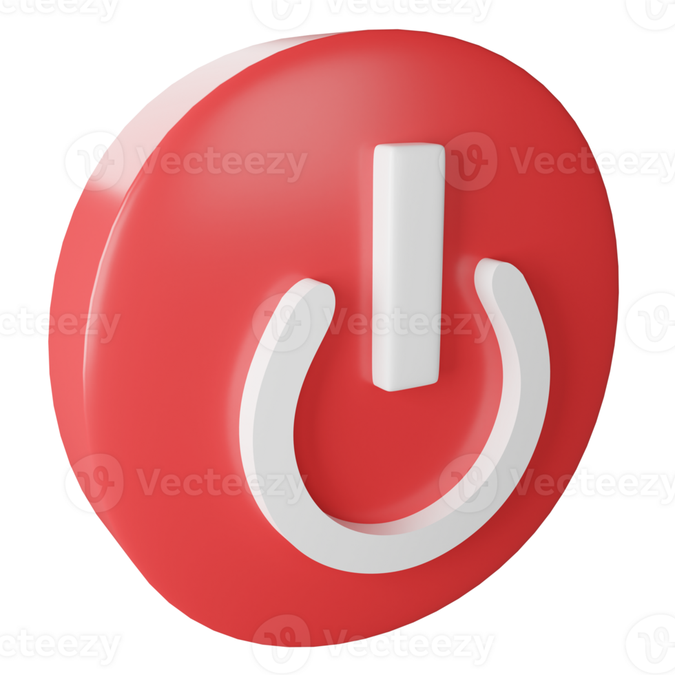 Power button clipart flat design icon isolated on transparent background, 3D render social media concept png