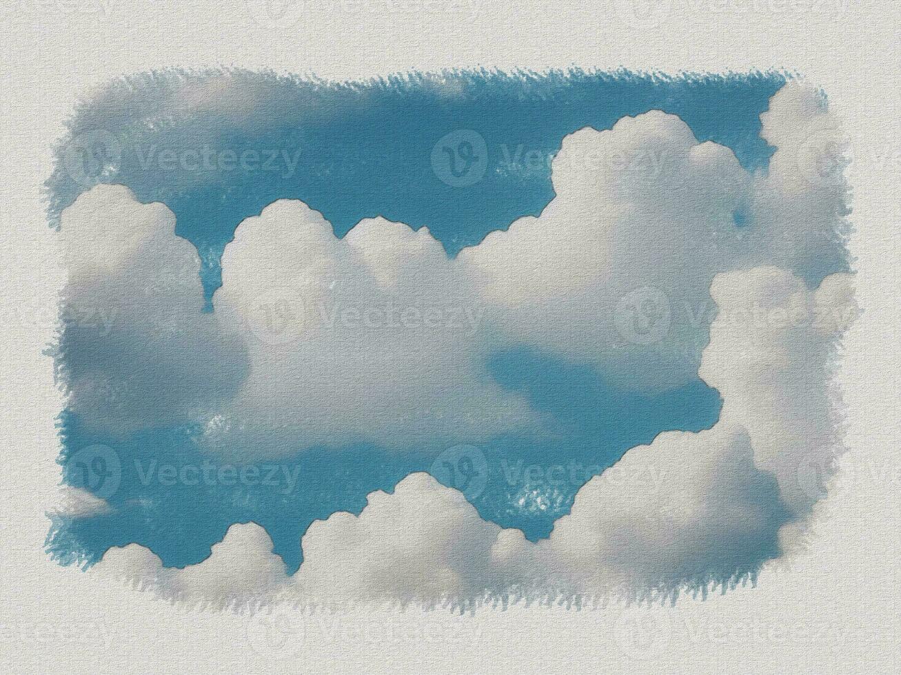 Watercolor white clouds in the sky art illustration on white paper texture background photo