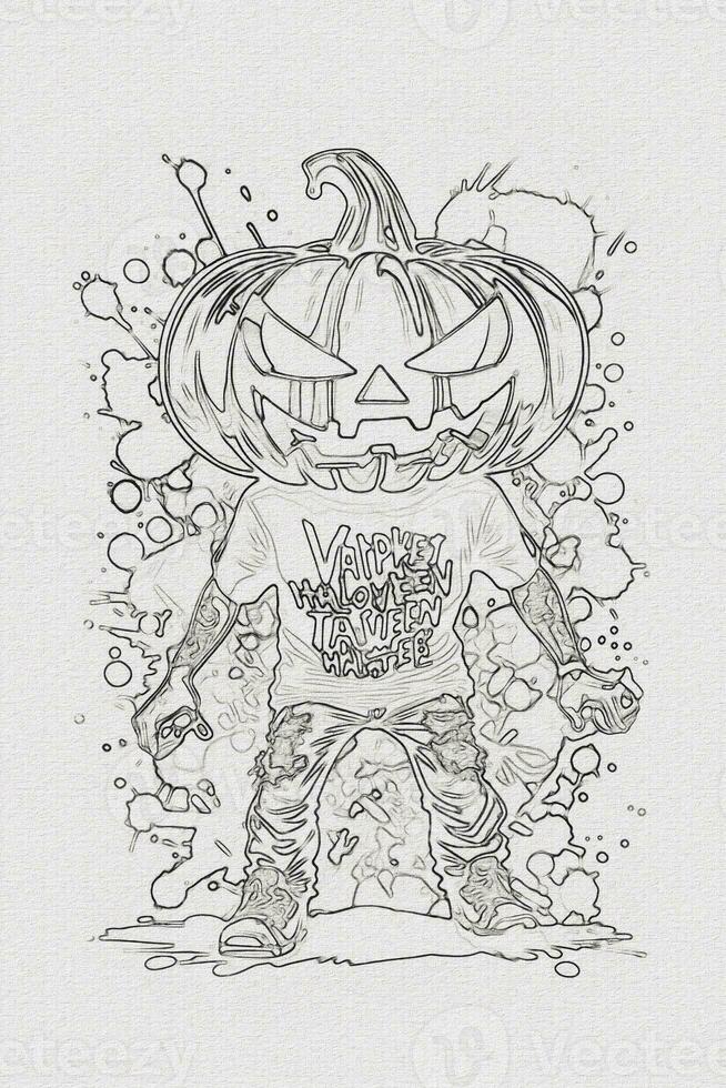 A hand-drawn sketch of a Halloween pumpkin outline illustration photo