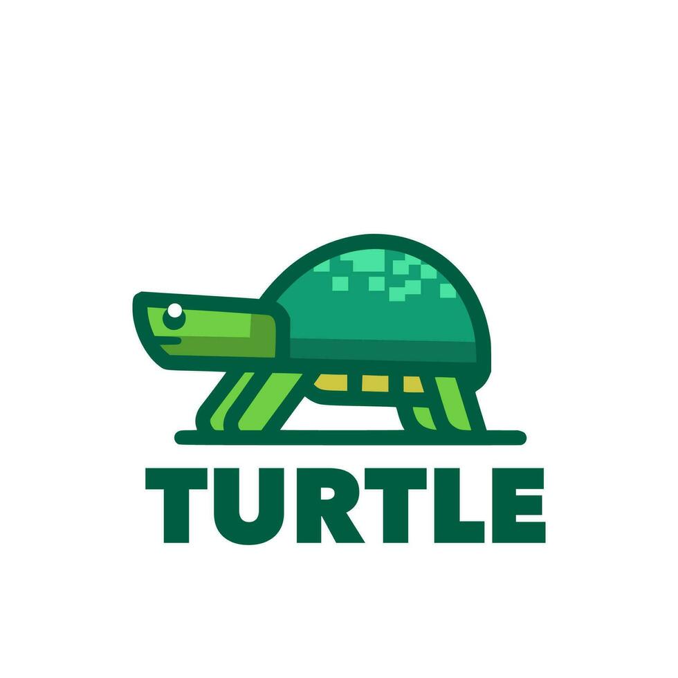 Tortuga verde píxel logo vector