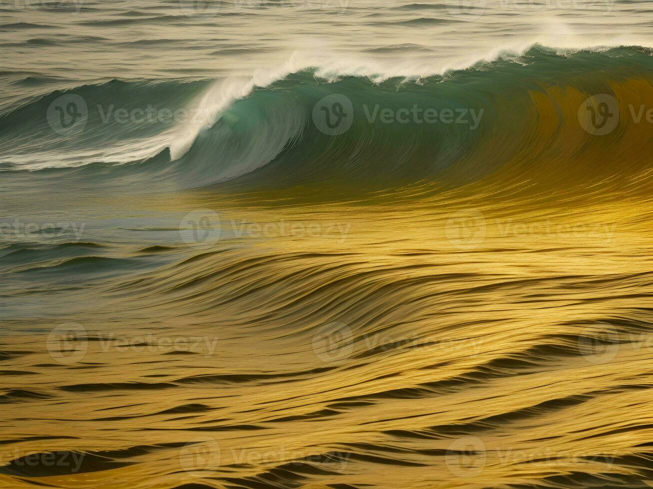 Water waves in the sea with golden color photo