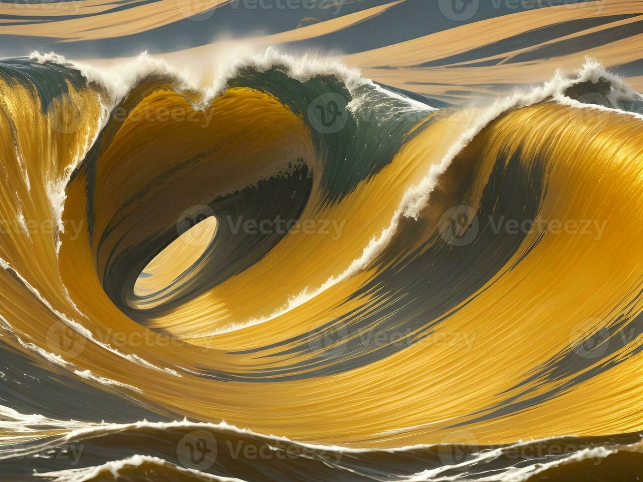 Water waves in the sea with golden color photo