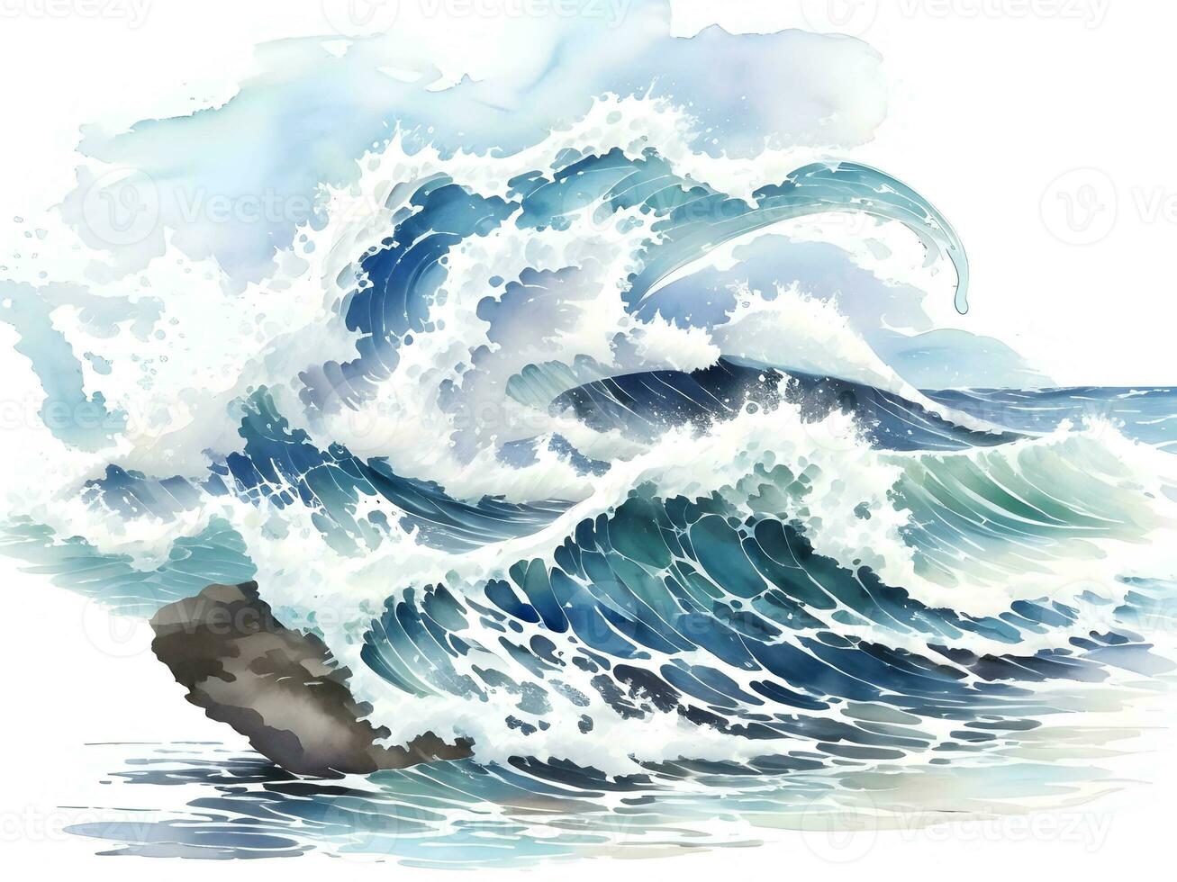 Watercolor seaside water waves painting illustration photo