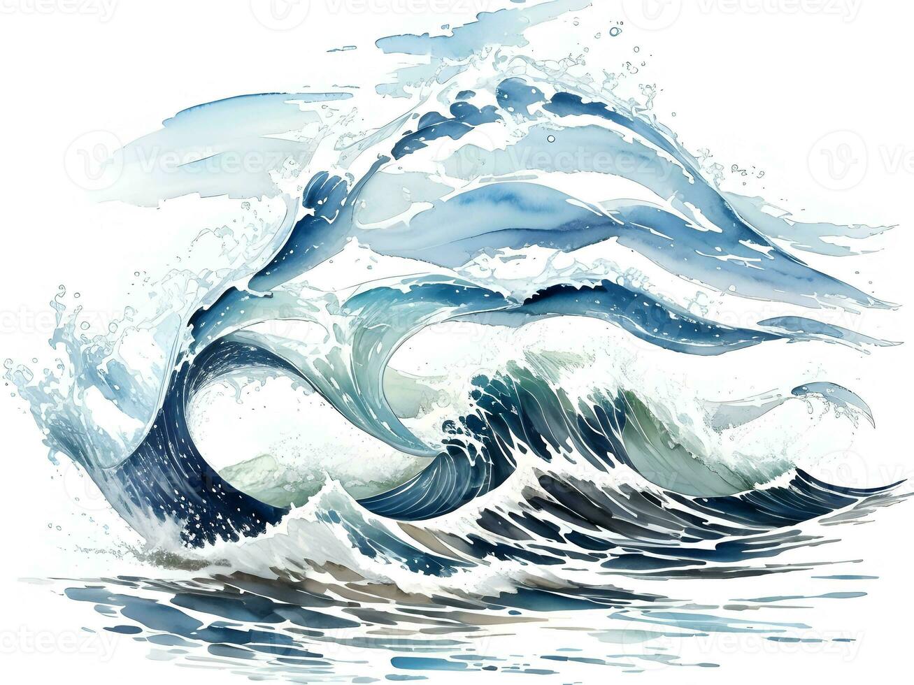 Watercolor seaside water waves painting illustration photo