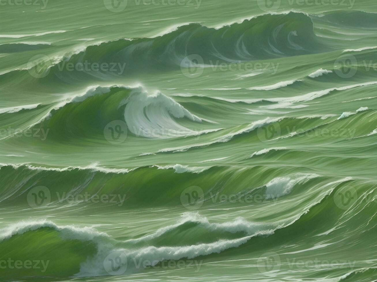 Sea beach green water waves illustration photo
