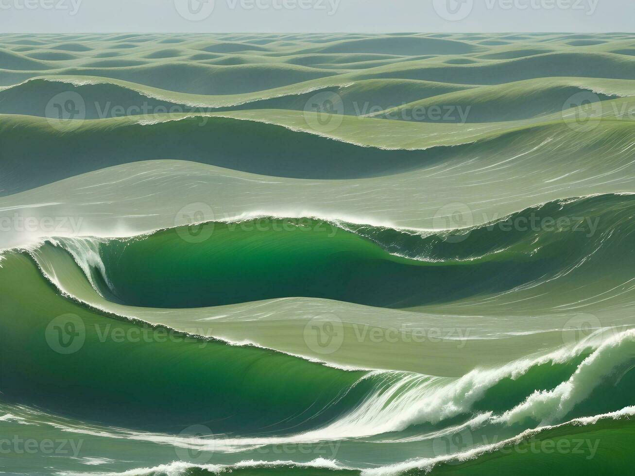 Sea beach green water waves illustration photo