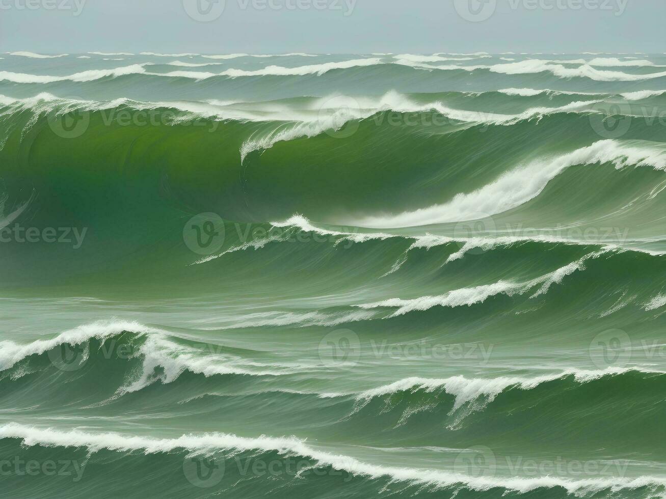 Sea beach green water waves illustration photo