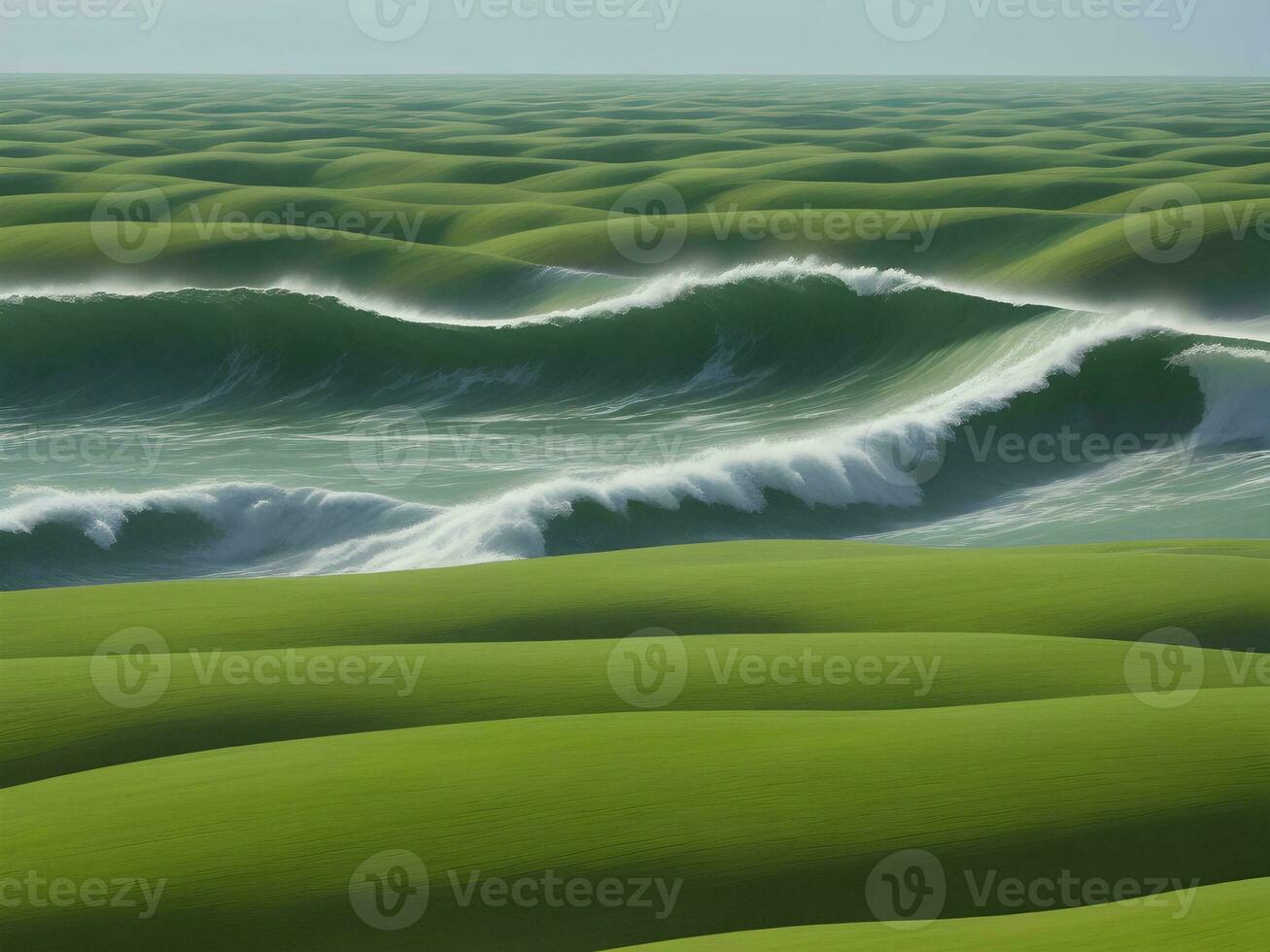 Sea beach green water waves illustration photo