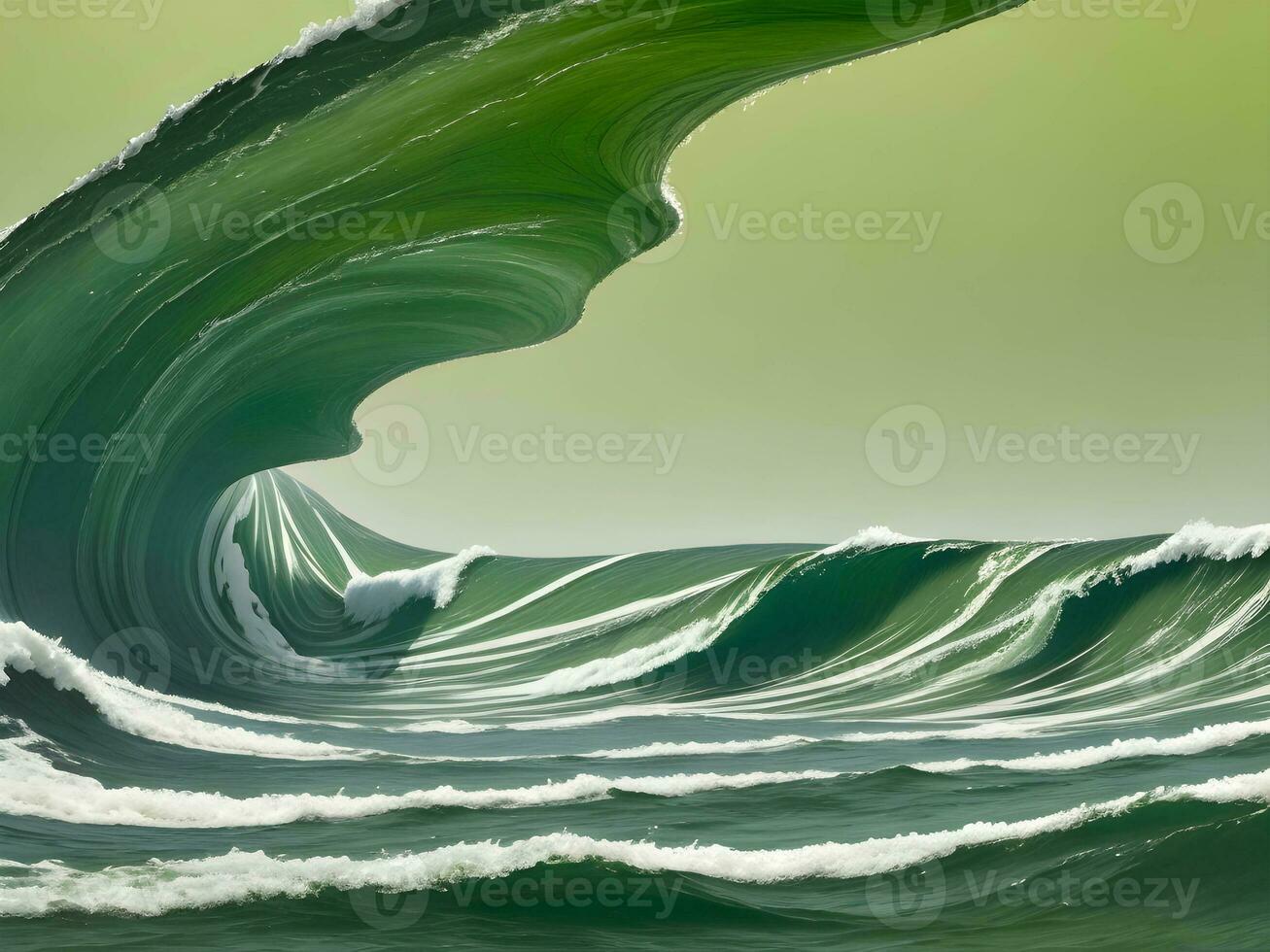 Sea beach green water waves illustration photo