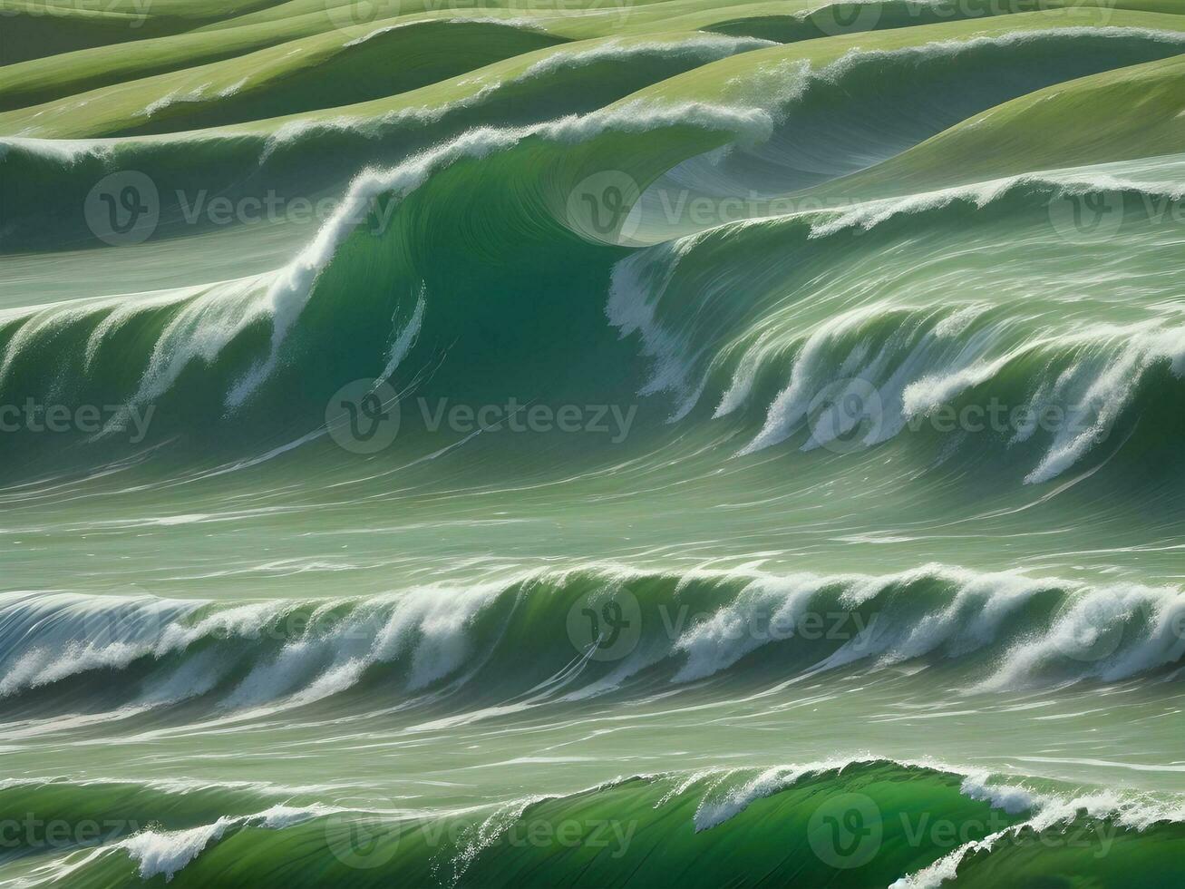 Sea beach green water waves illustration photo