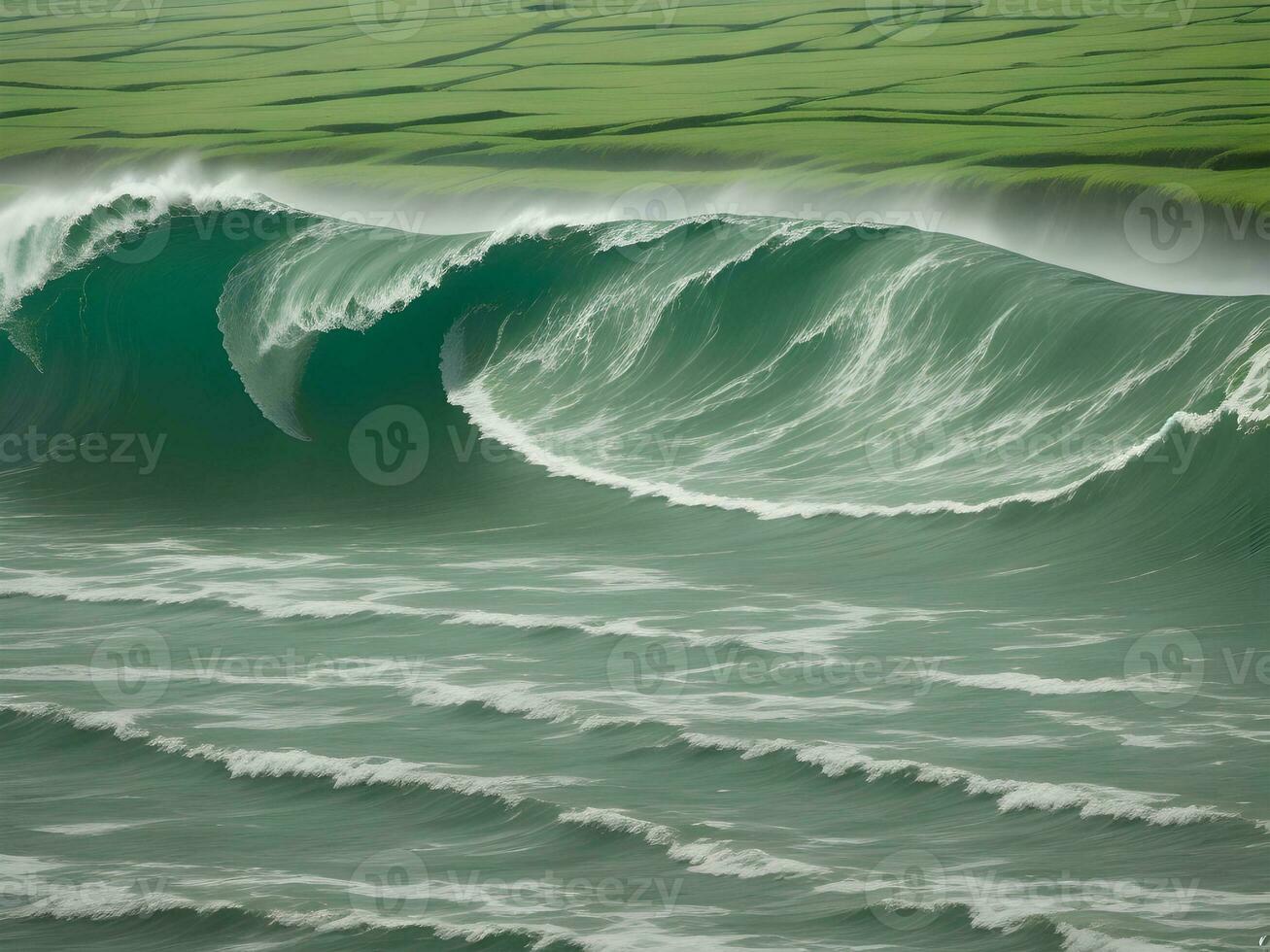 Sea beach green water waves illustration photo