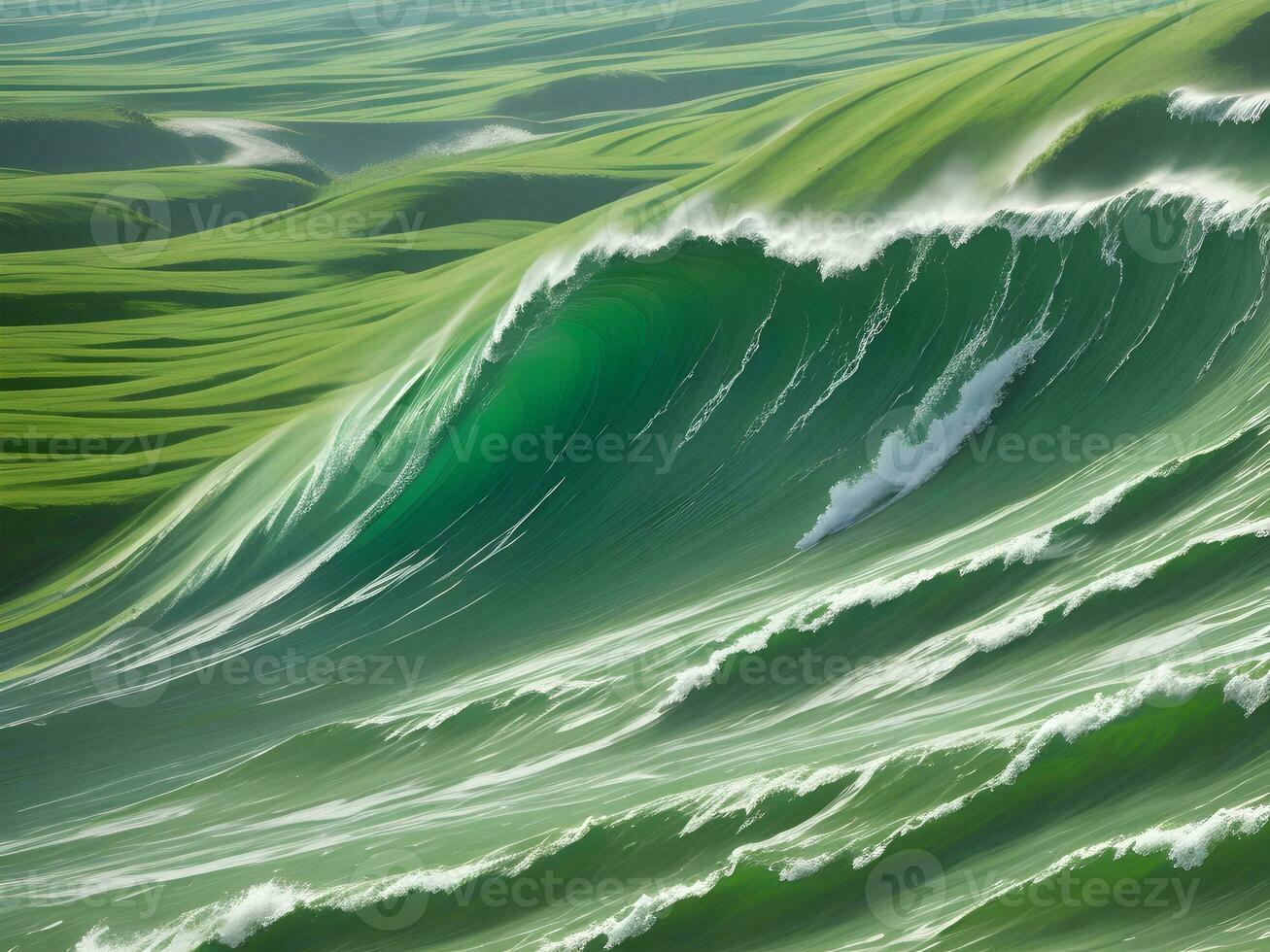 Sea beach green water waves illustration photo