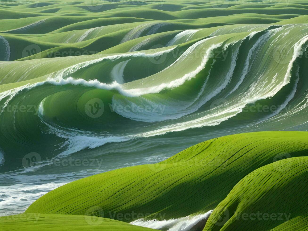 Sea beach green water waves illustration photo