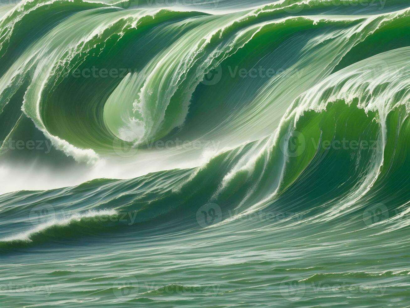 Sea beach green water waves illustration photo