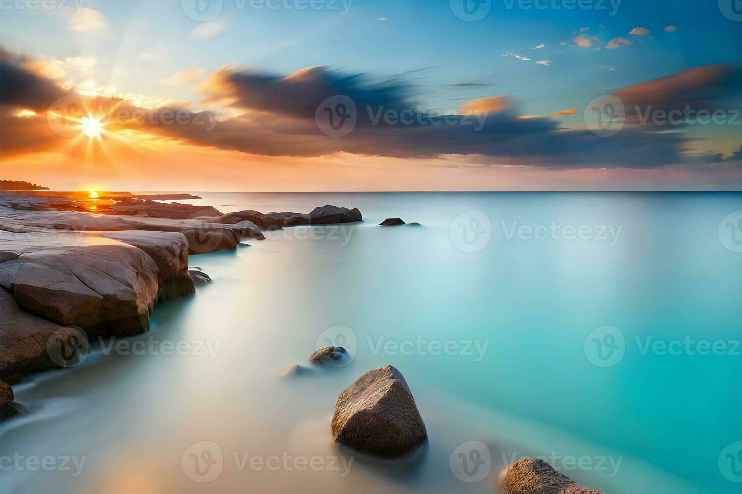 Seashore with turquoise clear water photo