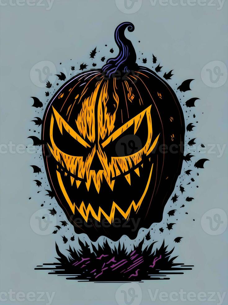 Halloween pumpkin scarecrow horror face ghost theme illustration photo