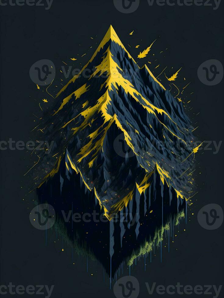 horror mountains with snow on the black background photo