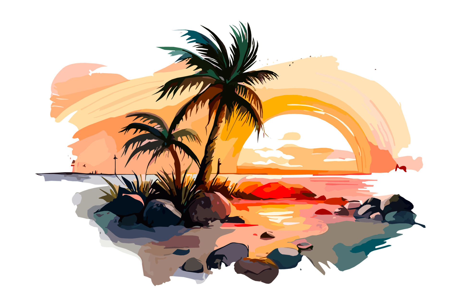 Watercolor Sunset Png