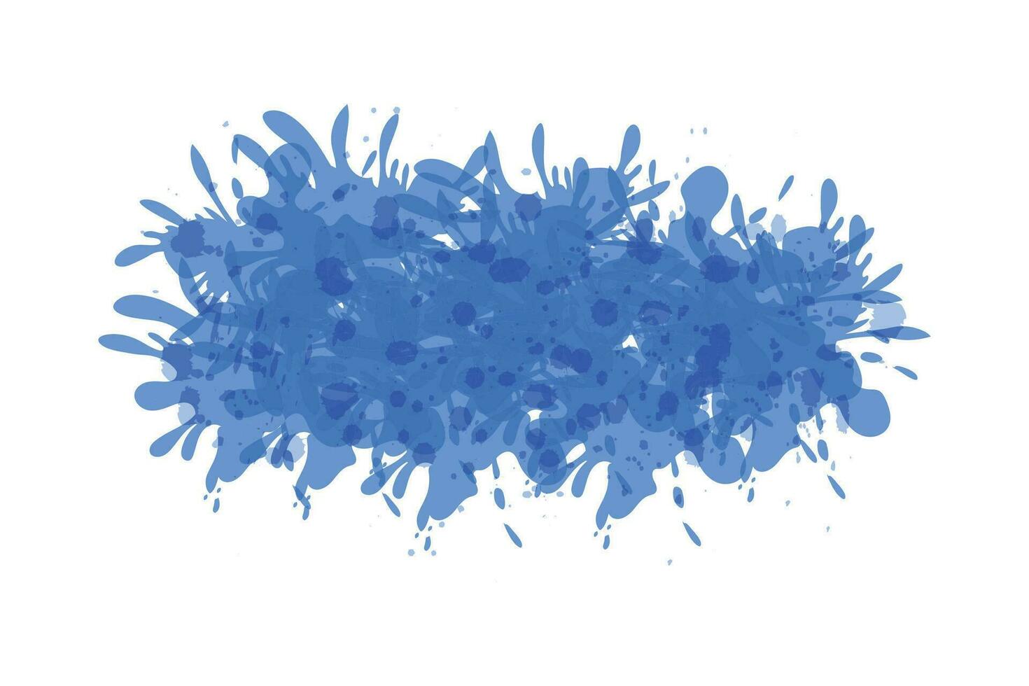 Watercolor blue ink splash blot splatter spot liquid drop vector on white background
