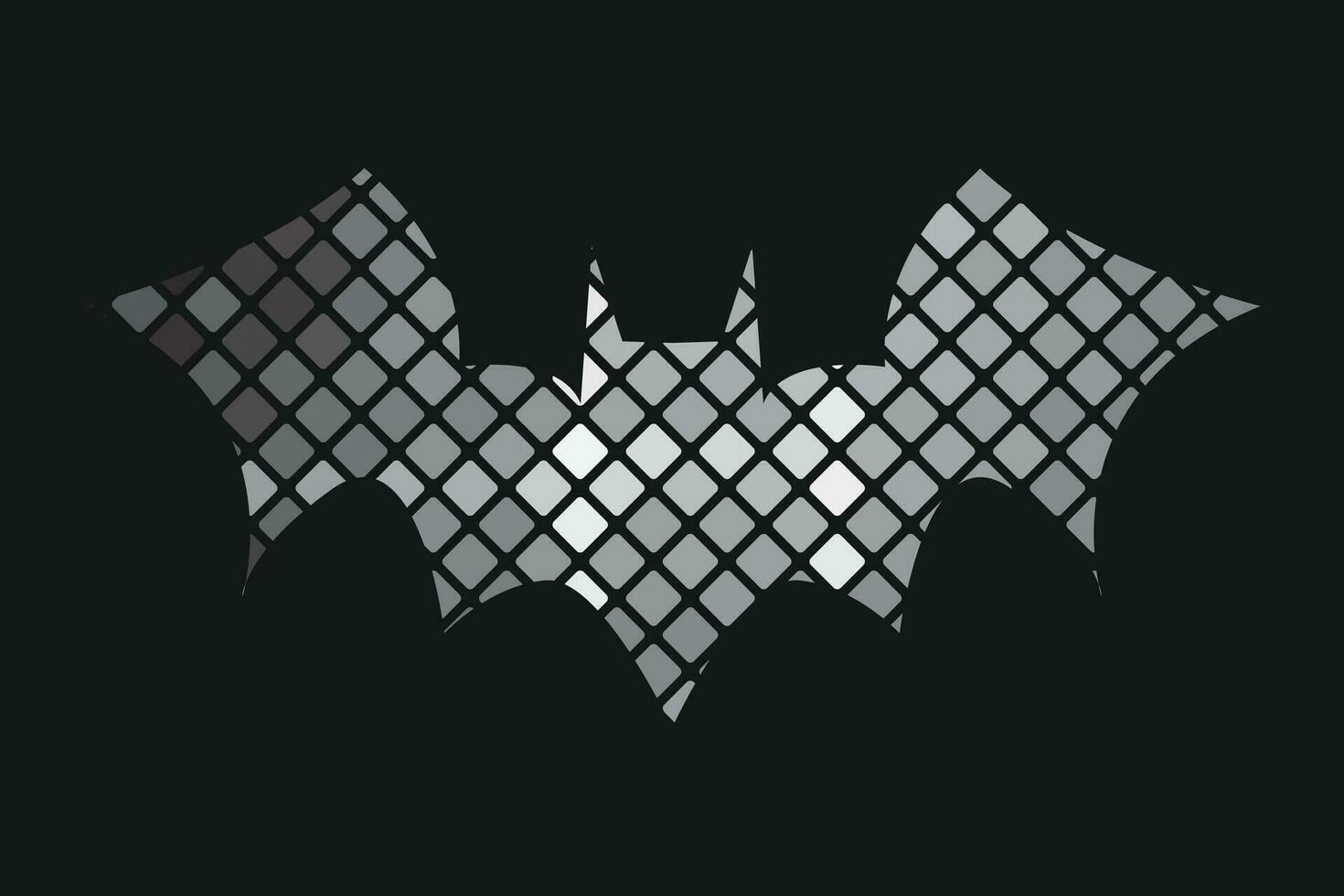 Gradient line pixel texture graph bat design on white background for halloween festival. vector