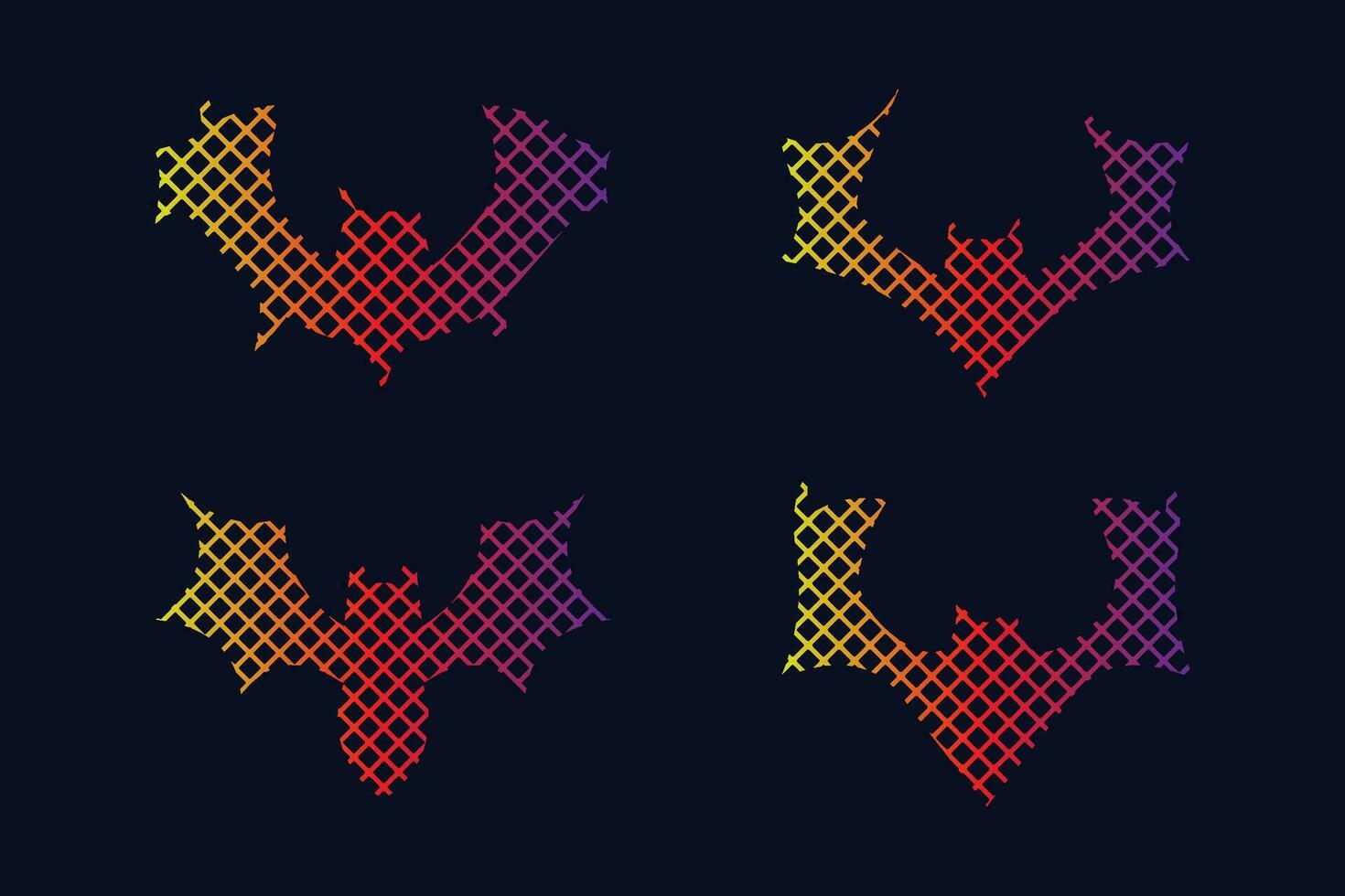 Gradient line pixel texture graph bat design on white background for halloween festival. vector