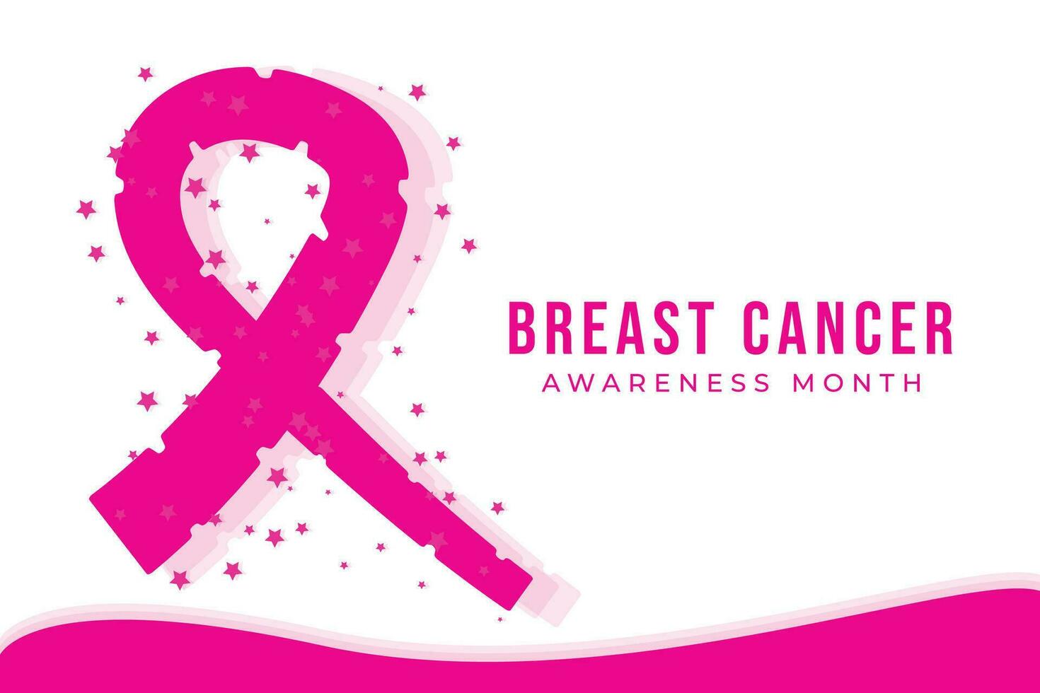 Breast cancer awareness month pink ribbon sign vector on white background