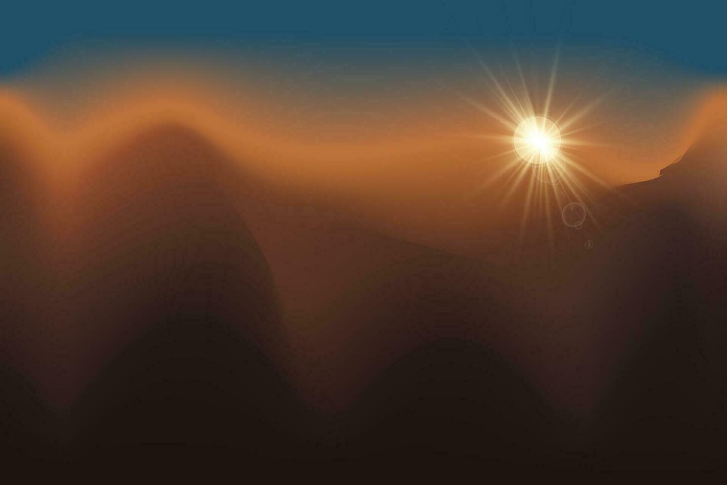 Nature horizon dark golden gray mountain travel view landscape with sunset vector