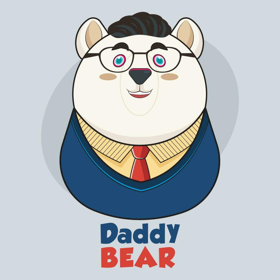 papi oso ama usted Siempre saludo tarjeta. papi oso en Delgado atuendo vector ilustración Pro descargar