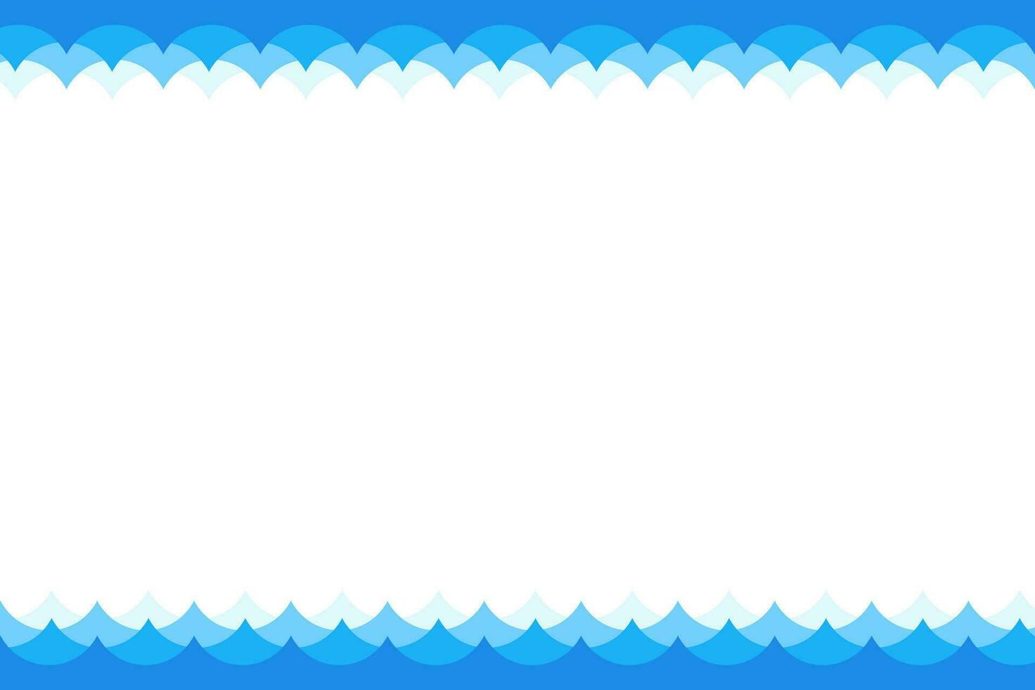 Blue waves with peaks gradient decorative frame border, Vector design template, Abstract water waves.