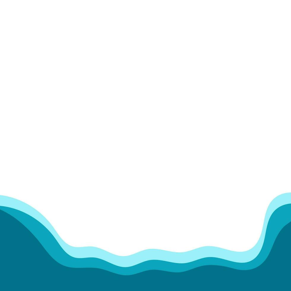 Corner frame water design elements isolate. Waves frame vector