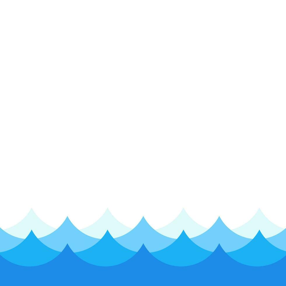 Blue waves with peaks gradient decorative frame, Vector design template, Abstract water waves