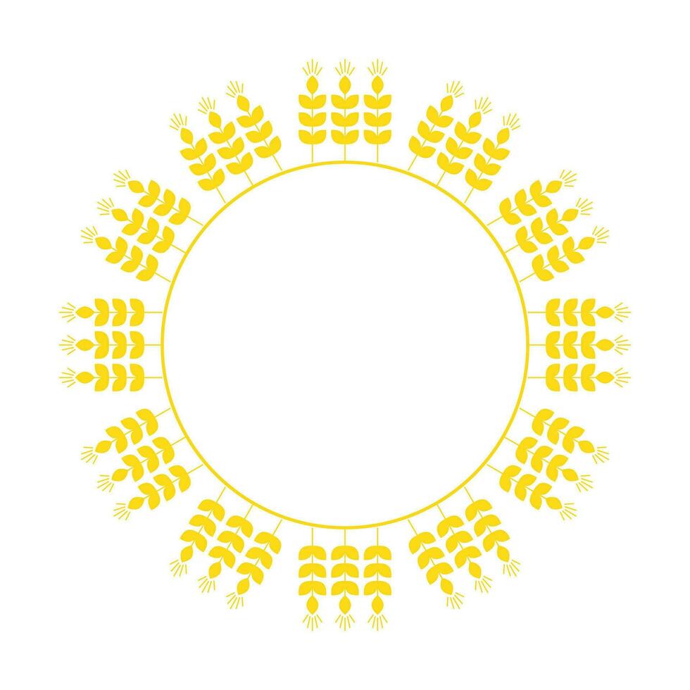 Wreath frame made of spike. Vector illustration of an isolation. Ukrainian national colors