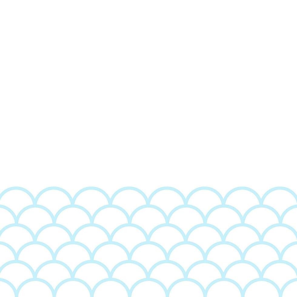 Fish scales border, abstract waves frame, vector design template