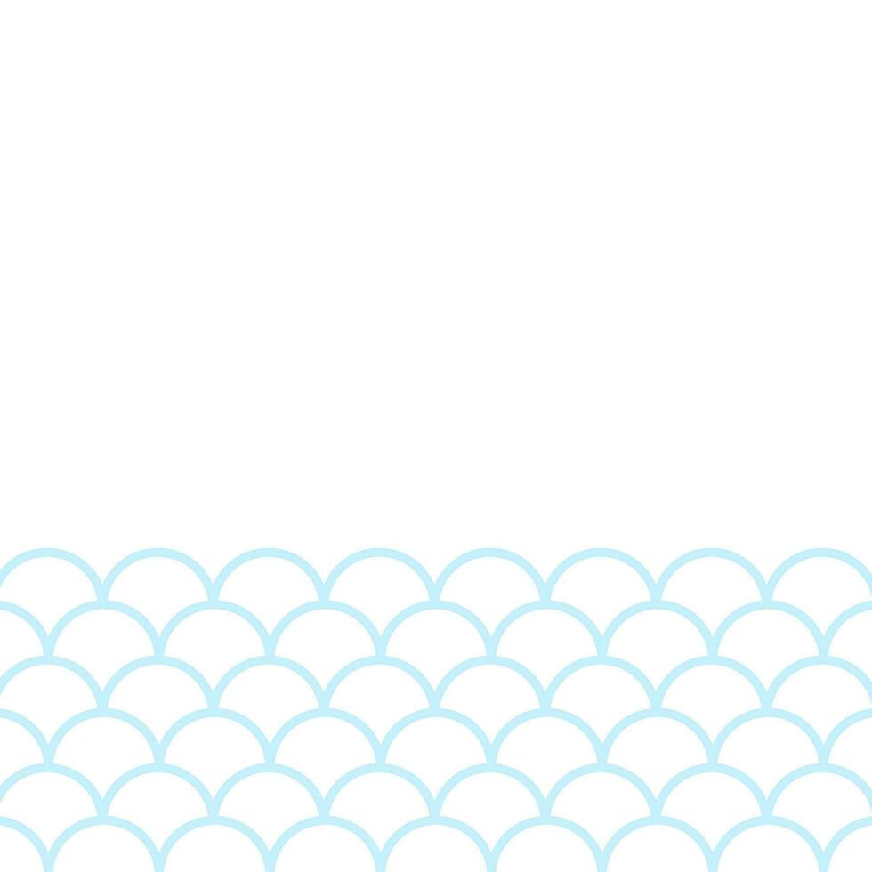 Fish scales border, abstract waves frame, vector design template