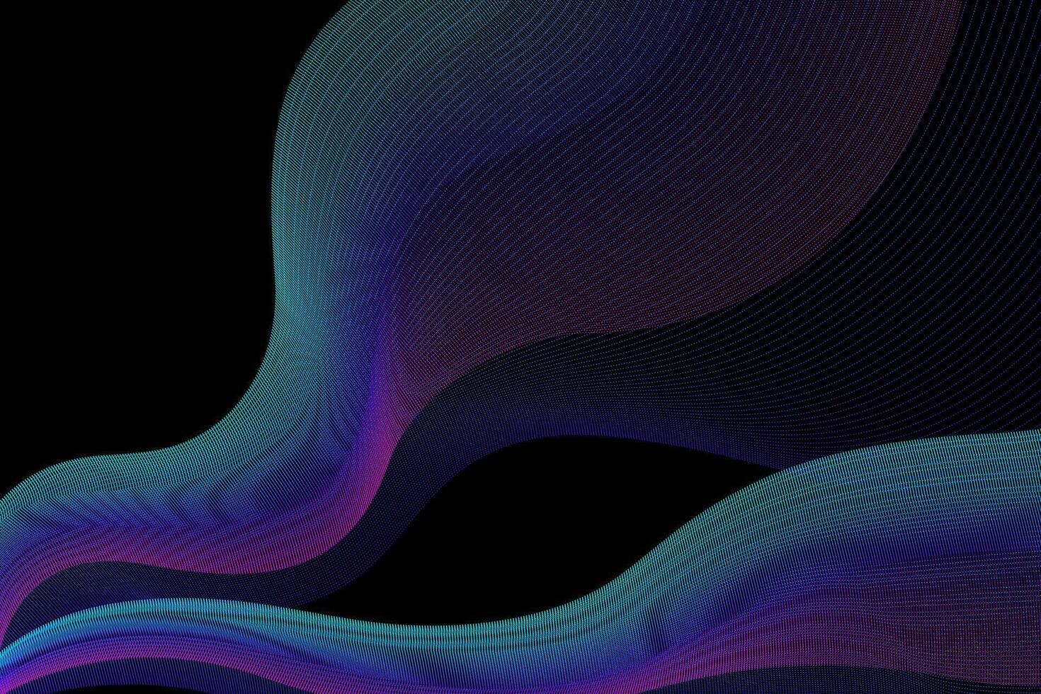 Vector abstract background. Multicolored dynamic lines on a black background. Color waves. Background for design