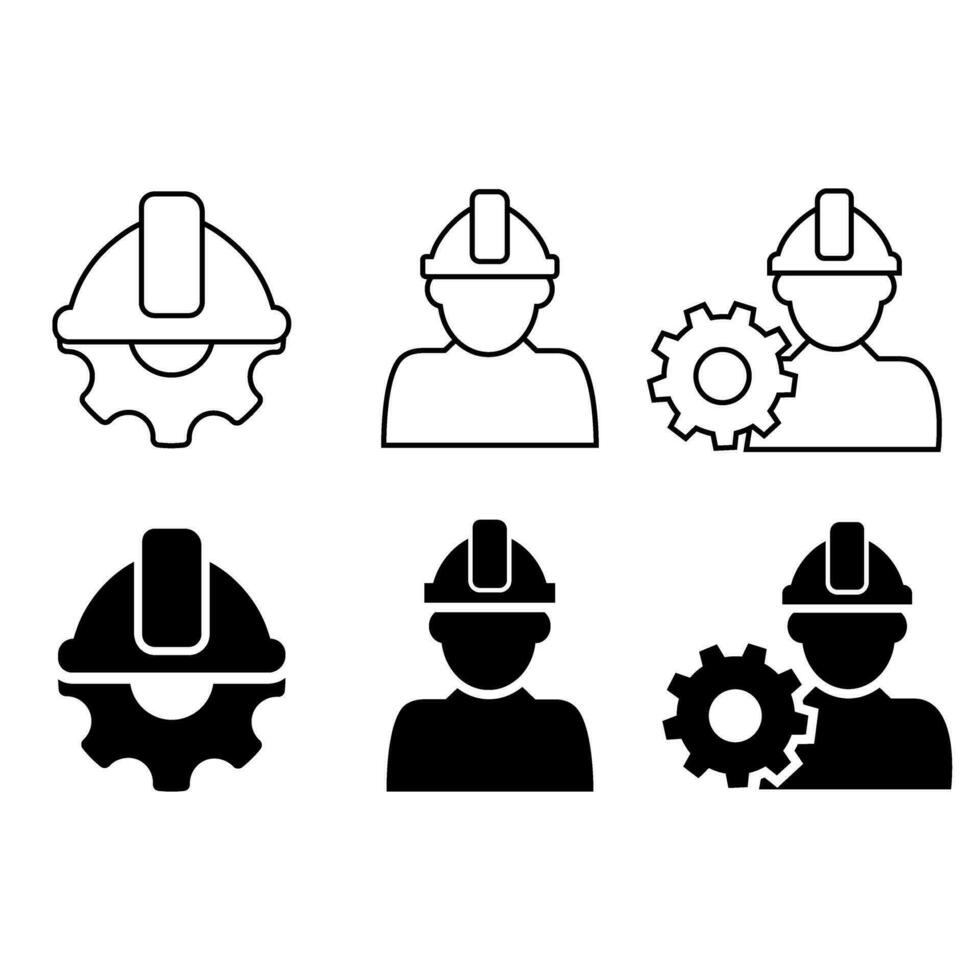 Engineer icon vector set. Builder illustration sign collection. Brigadier symbol. Architect logo.