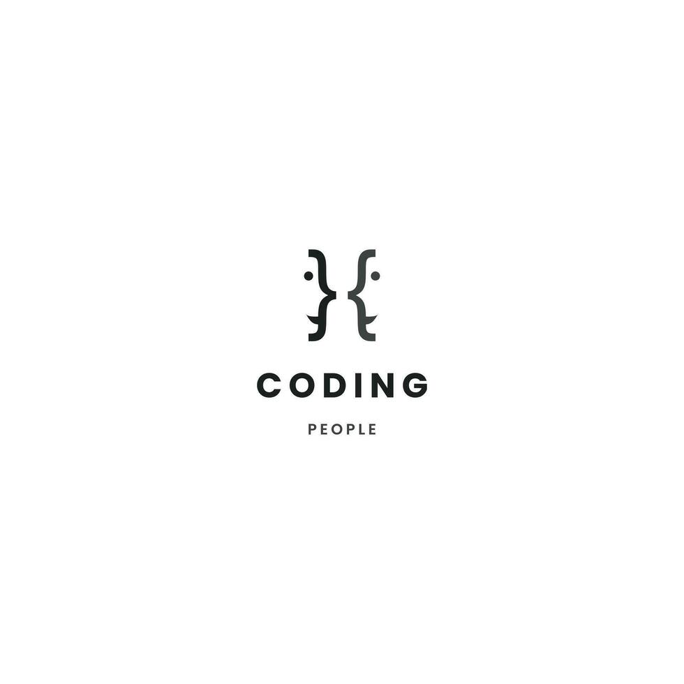 coding logo, people code logo, programmer teamwork logo concept vector