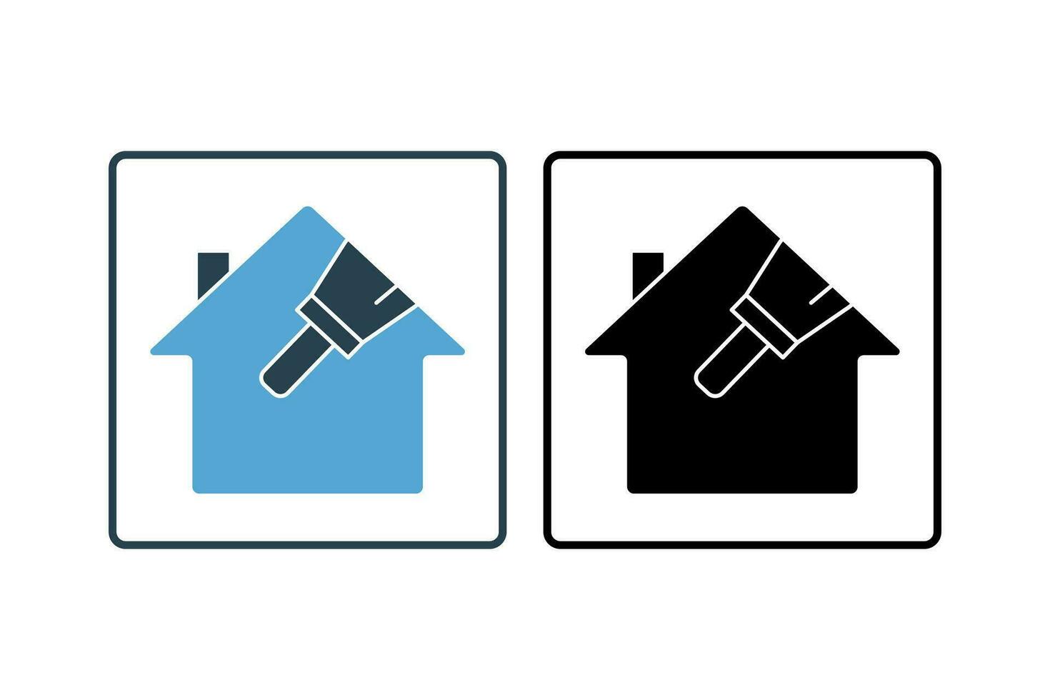 Painting House icon. icon related to painting. solid icon style. Simple vector design editable