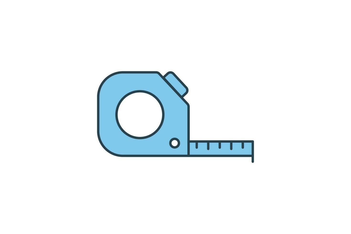 Tape Measure Icon. Icon related to measurement, construction, home improvement, applications, user interfaces. flat line icon style. Simple vector design editable