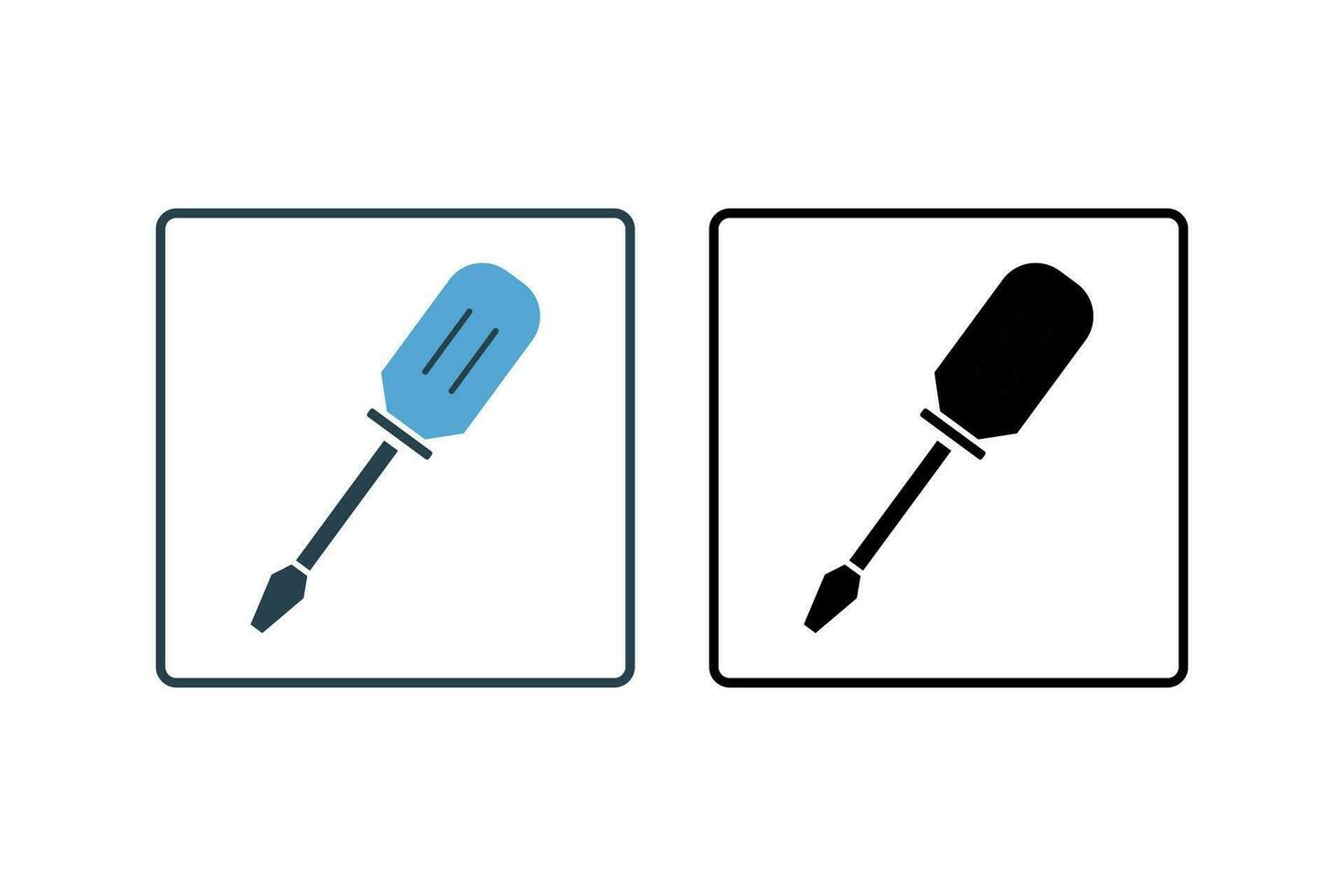 Screwdriver Icon. Icon related to repair, assembly, construction, and related tasks in various design contexts, applications, and user interfaces. solid icon style. Simple vector design editable