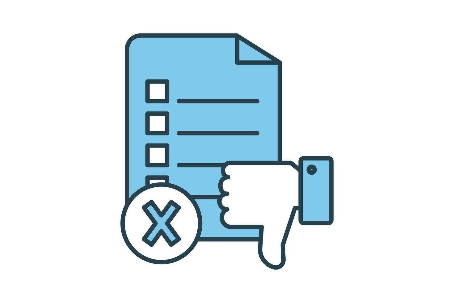 Disapproval Icon. Icon related to survey. flat line icon style. Simple vector design editable
