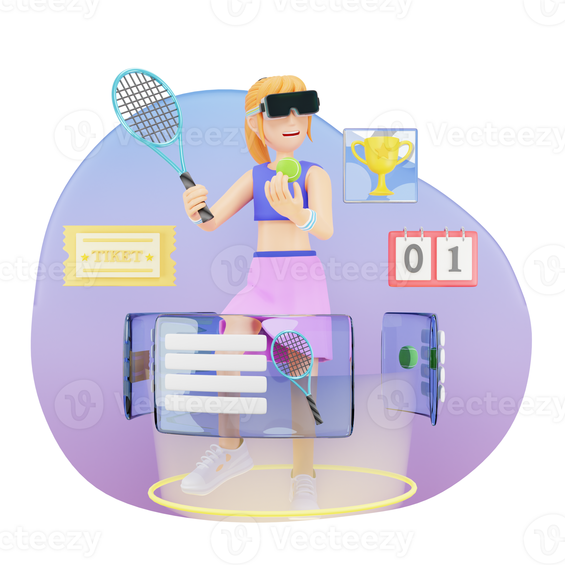 Virtual Tennis Match Woman In VR Glasses Playing Tennis With Racquet how-to-predict-a-tennis-match
