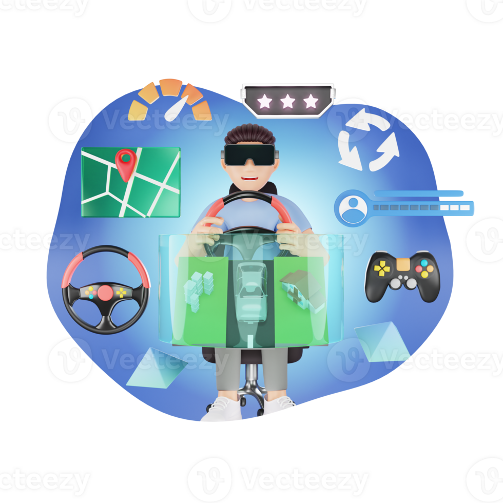 Experience the Future of Gaming - 3D Character Illustration of Metaverse Gaming with Thrilling Action and Creative Fun png