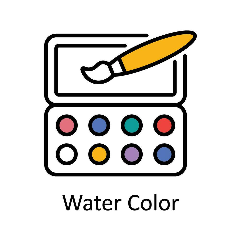 Water Color Filled outline Icon Design illustration. Art and Crafts Symbol on White background EPS 10 File vector