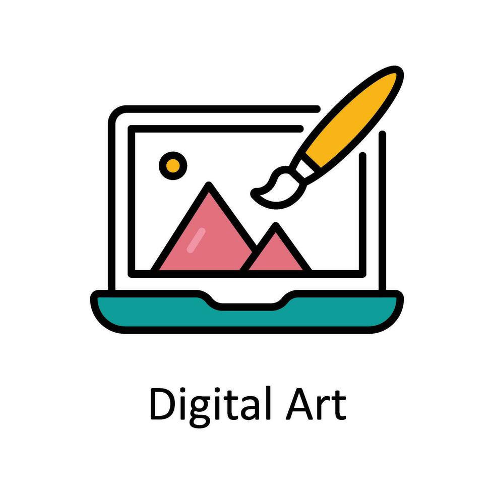 digital Arte lleno contorno icono diseño ilustración. Arte y artesanía símbolo en blanco antecedentes eps 10 archivo vector