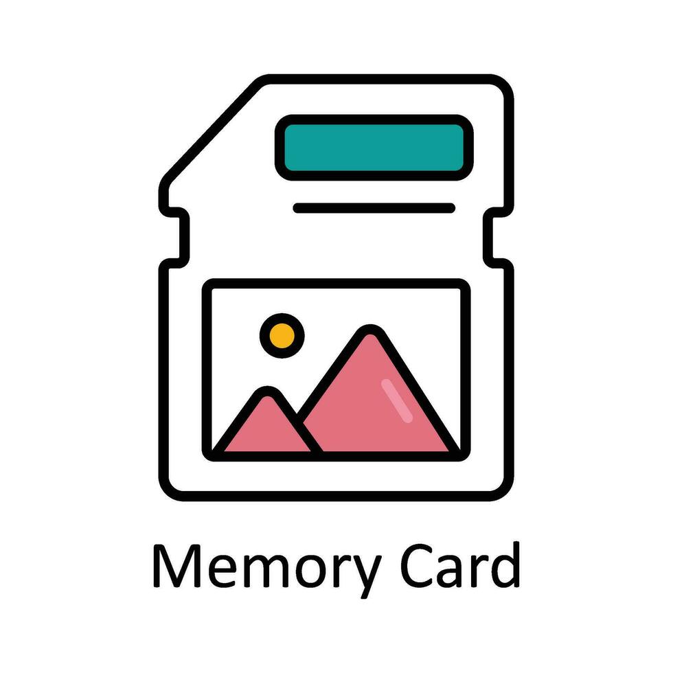 Memory Card Filled outline Icon Design illustration. Art and Crafts Symbol on White background EPS 10 File vector