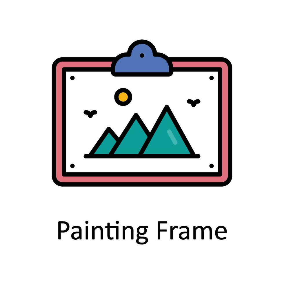 pintura marco lleno contorno icono diseño ilustración. Arte y artesanía símbolo en blanco antecedentes eps 10 archivo vector
