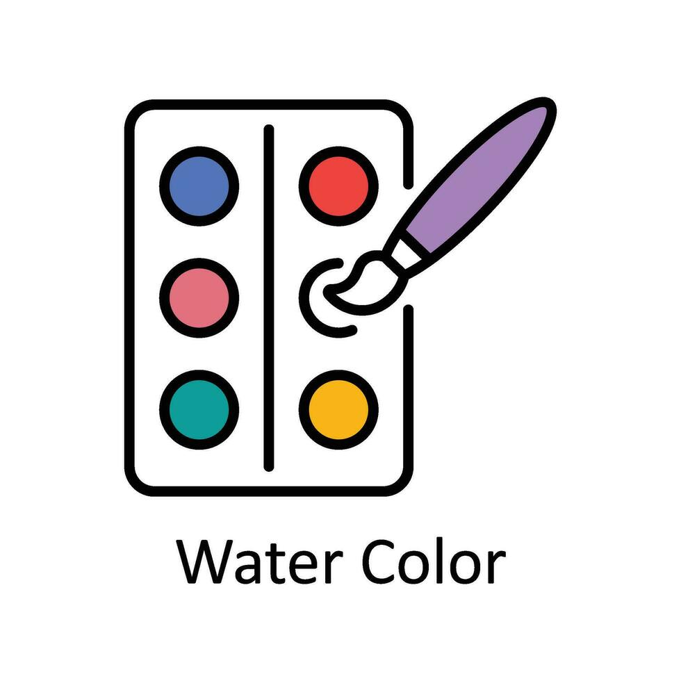 Water Color Filled outline Icon Design illustration. Art and Crafts Symbol on White background EPS 10 File vector