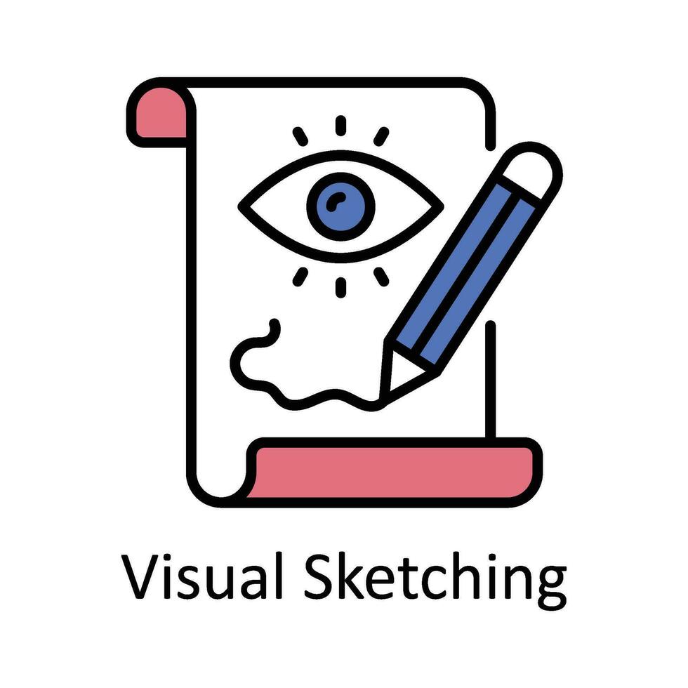 Visual Sketching Filled outline Icon Design illustration. Art and Crafts Symbol on White background EPS 10 File vector